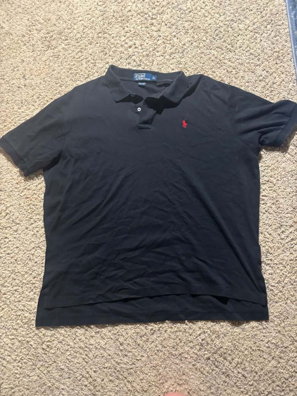 Polo Ralph Lauren Polo Shirt Size XL Black Cotton Red Pony